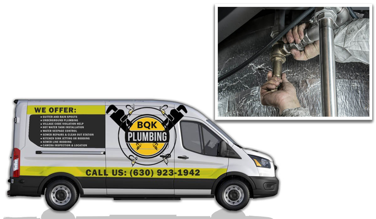 an image of the Bee Quick van and hands repairing a sink pipe